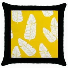 Yellow Banana Leaves Throw Pillow Case (black) by ConteMonfrey