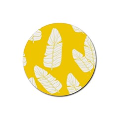 Yellow Banana Leaves Rubber Round Coaster (4 Pack)