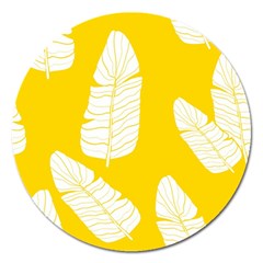 Yellow Banana Leaves Magnet 5  (round) by ConteMonfrey