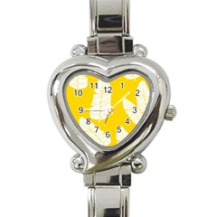 Yellow Banana Leaves Heart Italian Charm Watch by ConteMonfrey