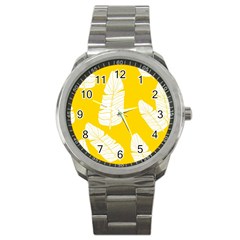 Yellow Banana Leaves Sport Metal Watch