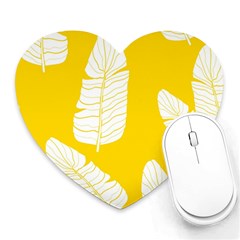 Yellow Banana Leaves Heart Mousepads by ConteMonfrey