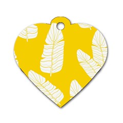 Yellow Banana Leaves Dog Tag Heart (one Side) by ConteMonfrey