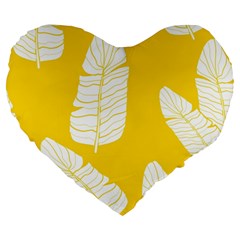 Yellow Banana Leaves Large 19  Premium Heart Shape Cushions by ConteMonfrey