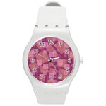 Abstract Art Background Pattern Texture Design Round Plastic Sport Watch (M) Front