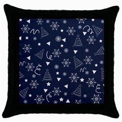 Illustration Christmas Tree Christmas Snow Throw Pillow Case (black) by danenraven