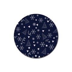 Illustration Christmas Tree Christmas Snow Rubber Coaster (round) by danenraven