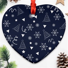 Illustration Christmas Tree Christmas Snow Heart Ornament (two Sides)