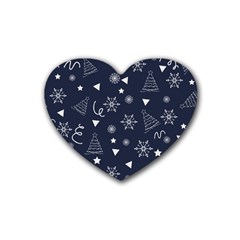 Illustration Christmas Tree Christmas Snow Rubber Heart Coaster (4 Pack) by danenraven