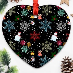 Illustration Xmas Christmas Thanks Giving Pattern Ornament (heart) by danenraven