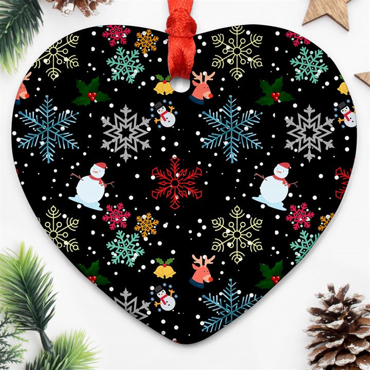 Illustration Xmas Christmas Thanks Giving Pattern Ornament (Heart)