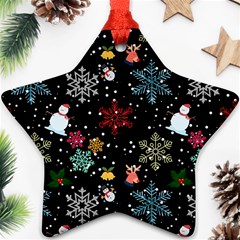 Illustration Xmas Christmas Thanks Giving Pattern Ornament (star) by danenraven