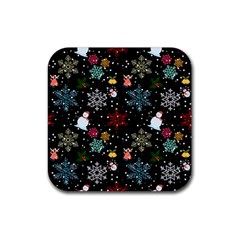 Illustration Xmas Christmas Thanks Giving Pattern Rubber Coaster (square) by danenraven