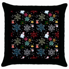 Illustration Xmas Christmas Thanks Giving Pattern Throw Pillow Case (black) by danenraven