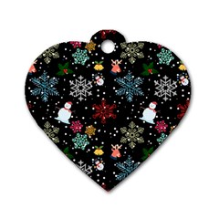 Illustration Xmas Christmas Thanks Giving Pattern Dog Tag Heart (one Side) by danenraven