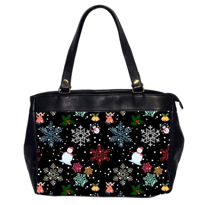 Illustration Xmas Christmas Thanks Giving Pattern Oversize Office Handbag (2 Sides)