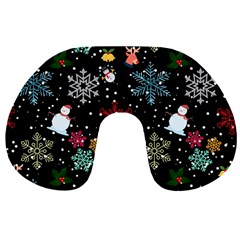 Illustration Xmas Christmas Thanks Giving Pattern Travel Neck Pillow by danenraven