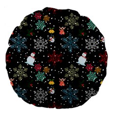 Illustration Xmas Christmas Thanks Giving Pattern Large 18  Premium Flano Round Cushions by danenraven