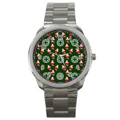 Xmas Christmas Background Sport Metal Watch by danenraven