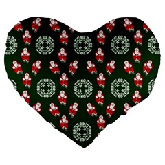 Xmas Christmas Background Large 19  Premium Flano Heart Shape Cushions by danenraven