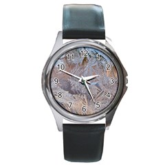 Window Pattern Winter Frost Round Metal Watch