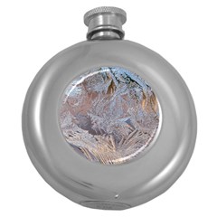 Window Pattern Winter Frost Round Hip Flask (5 Oz) by danenraven