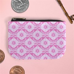 Illustration Background Pink Flower Abstract Pattern Mini Coin Purse by danenraven