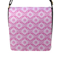 Illustration Background Pink Flower Abstract Pattern Flap Closure Messenger Bag (l) by danenraven