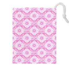 Illustration Background Pink Flower Abstract Pattern Drawstring Pouch (5xl) by danenraven