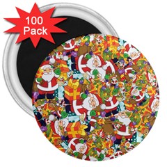 Background Christmas Santa Claus 3  Magnets (100 Pack) by danenraven