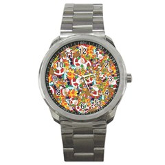 Background Christmas Santa Claus Sport Metal Watch by danenraven