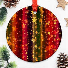 Illustration Background Christma Xmas Star Stars Pattern Wallpaper Round Ornament (two Sides) by danenraven