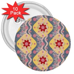 Background Flower Abstract Pattern 3  Buttons (10 Pack)  by danenraven