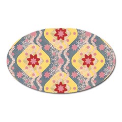 Background Flower Abstract Pattern Oval Magnet