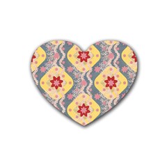 Background Flower Abstract Pattern Rubber Heart Coaster (4 Pack) by danenraven