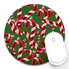 Christmas Wrapping Paper Abstract Round Mousepads by danenraven