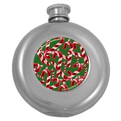 Christmas Wrapping Paper Abstract Round Hip Flask (5 Oz) by danenraven