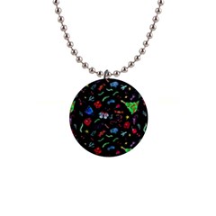 Happy New Year Christmas Xmast Background 1  Button Necklace by danenraven