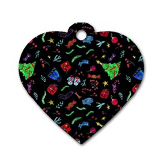 Happy New Year Christmas Xmast Background Dog Tag Heart (two Sides) by danenraven