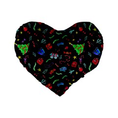 Happy New Year Christmas Xmast Background Standard 16  Premium Flano Heart Shape Cushions by danenraven