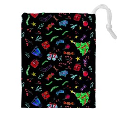 Happy New Year Christmas Xmast Background Drawstring Pouch (4xl) by danenraven