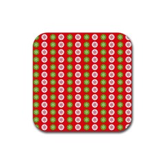 Illustration Festive Pattern Christmas Holiday Rubber Coaster (square) by danenraven