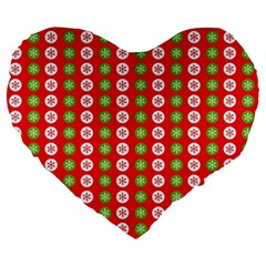 Illustration Festive Pattern Christmas Holiday Large 19  Premium Flano Heart Shape Cushions by danenraven