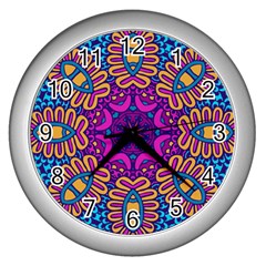 Mandala Fishes Wall Clock (silver) by ConteMonfrey