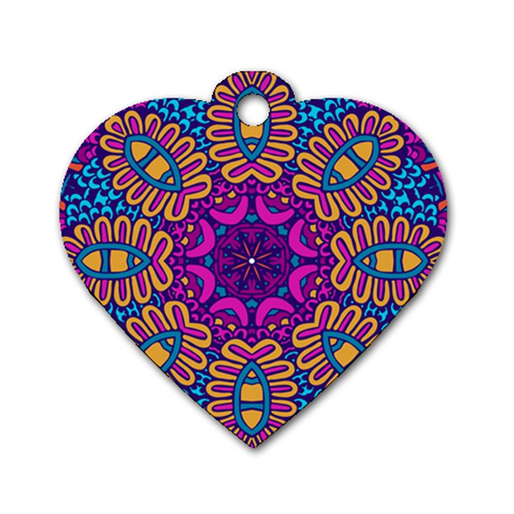 Mandala Fishes Dog Tag Heart (Two Sides)