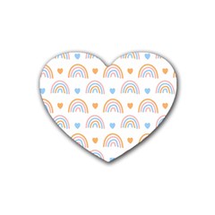 Rainbow Pattern Rubber Coaster (heart) by ConteMonfrey