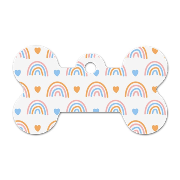 Rainbow Pattern Dog Tag Bone (Two Sides)