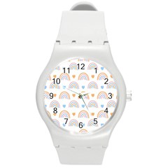 Rainbow Pattern Round Plastic Sport Watch (m) by ConteMonfrey