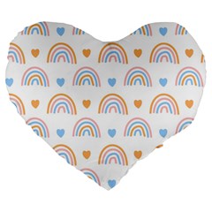 Rainbow Pattern Large 19  Premium Heart Shape Cushions by ConteMonfrey