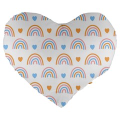 Rainbow Pattern Large 19  Premium Flano Heart Shape Cushions by ConteMonfrey